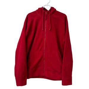 Old Navy Mens Sz XL Red Fleece Full Zip Hooded Lined Sweatshirt Jacket Y2K